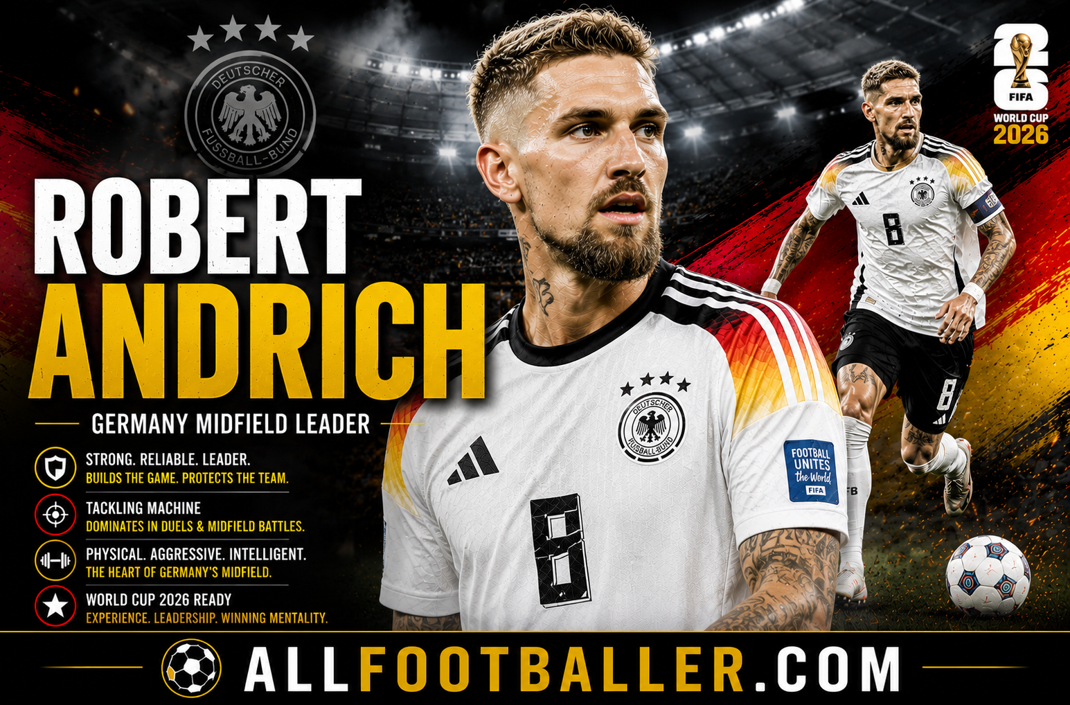 Robert Andrich Profile: Age, Height, Wife, Girlfriend, Family, Career Stats, Net Worth, FIFA World Cup 2026 & Biography
