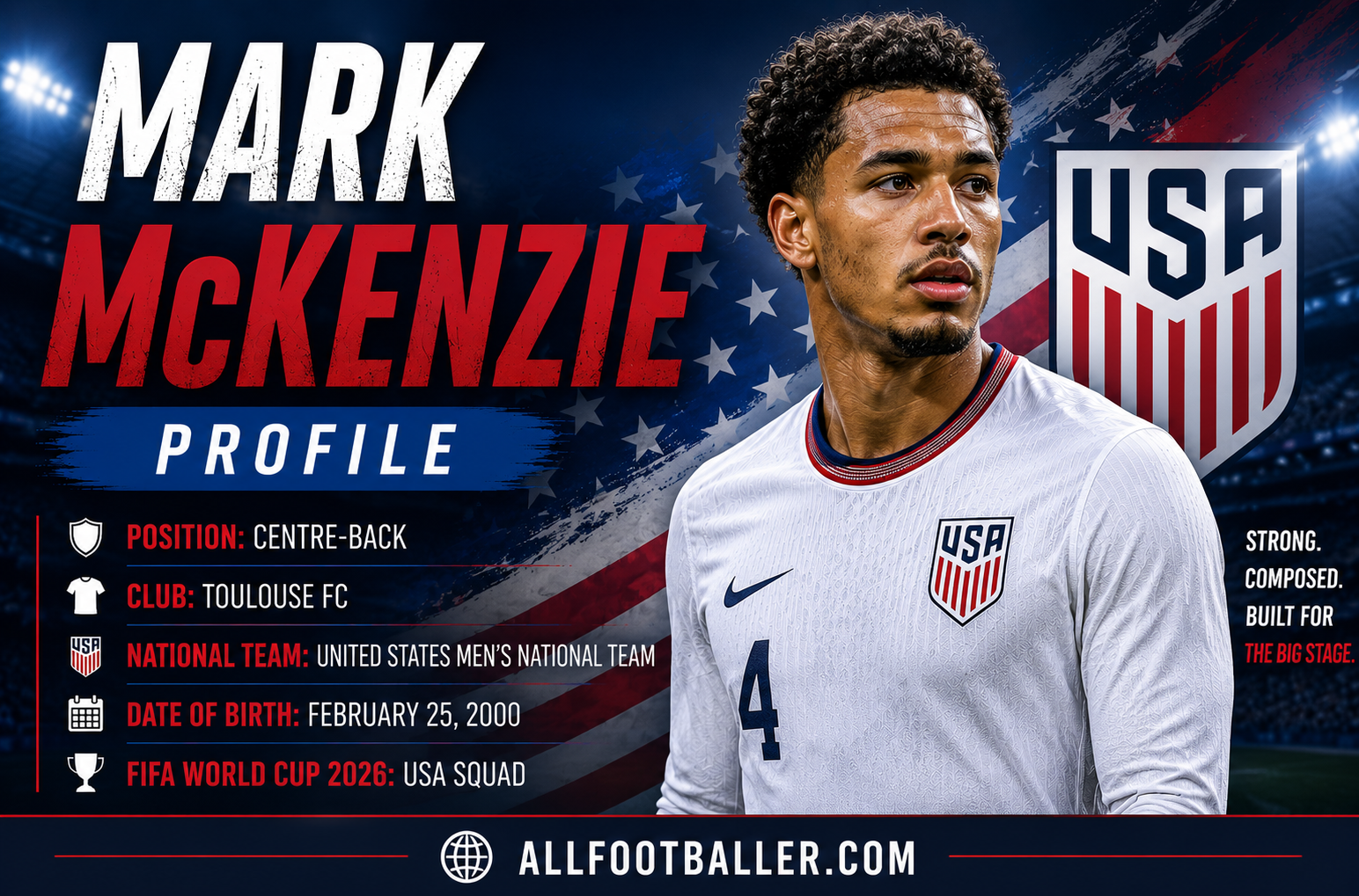 Mark McKenzie Profile: Age, Height, Wife, Girlfriend, Family, Career Stats, Net Worth, FIFA World Cup 2026 & Biography